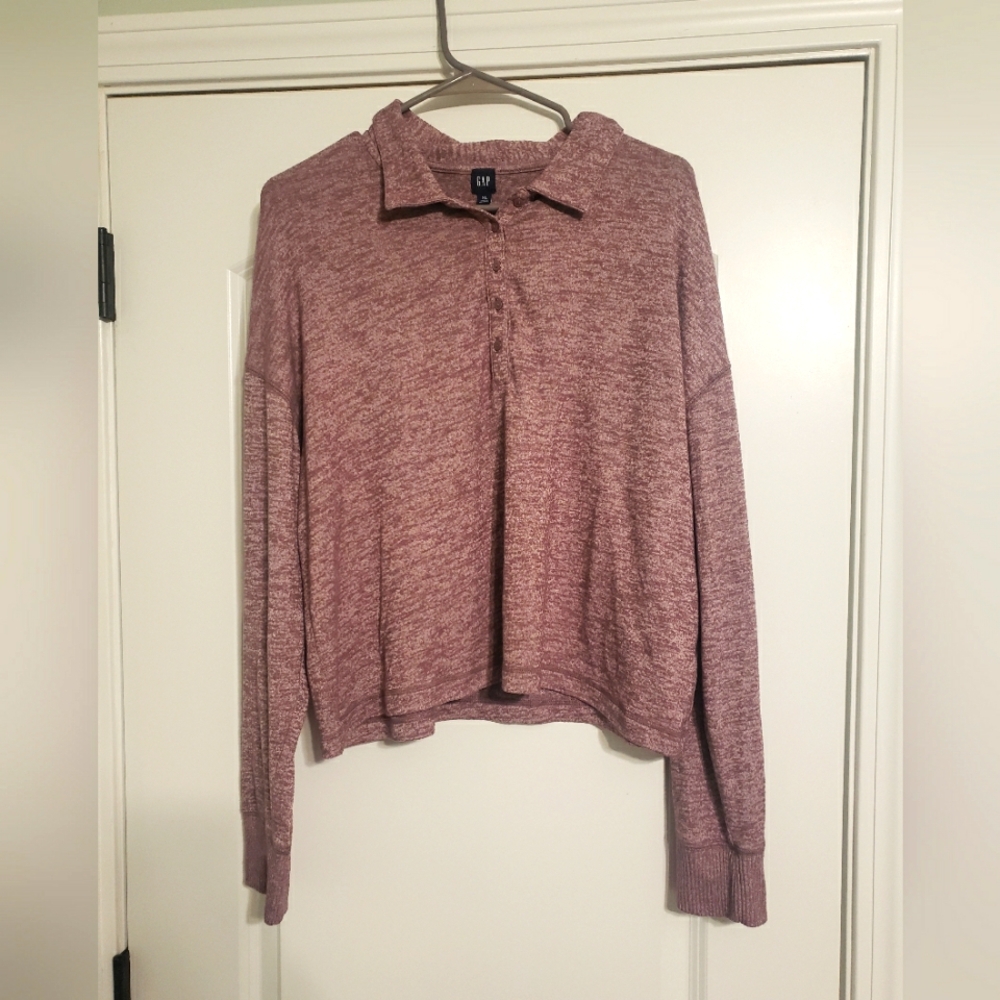GAP Sweater Women's XL Lightweight Purple Collared Long Sleeve